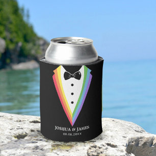 Rafraîchisseur Pour Canette Noir Arc-en-ciel Personnalisé Groomsmen Gay pride