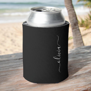 Rafraîchisseur Pour Canette Noir Blanc Moderne Minimaliste Élégant Monogramme
