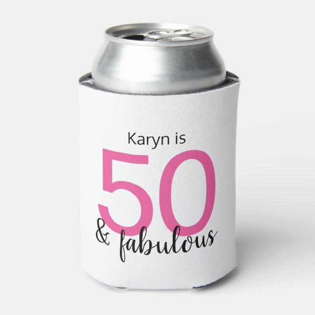 Rafraîchisseur Pour Canette Noir rose 50 et fabuleux 50e anniversaire (Can devant)