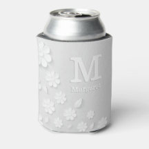 Nom à relief floral blanc initiales personnalisées