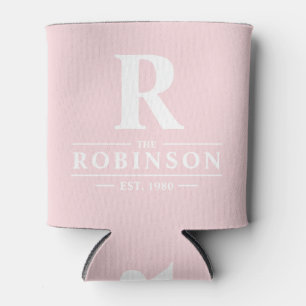 Rafraîchisseur Pour Canette Nom de famille & Initial Pink Whisper