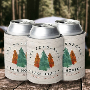 Rafraîchisseur Pour Canette Nom de famille Lake House Pine Tree bois Personnal