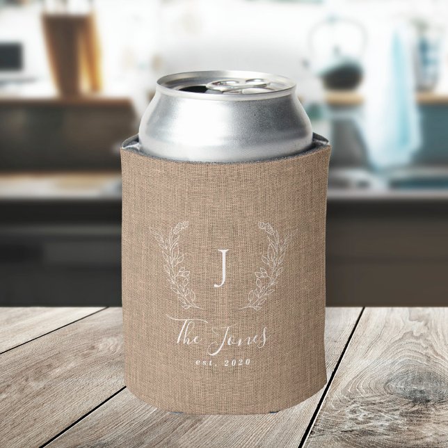 Rafraîchisseur Pour Canette Nom de famille personnalisé monogramme rustique bu (Créateur téléchargé)