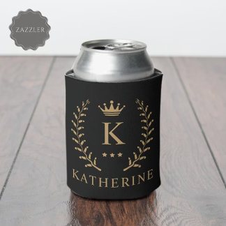 Rafraîchisseur Pour Canette Nom de la Personnaliser et premier monogramme noir