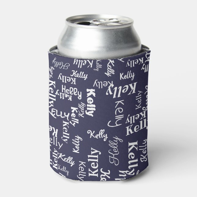 Rafraîchisseur Pour Canette Nom du monogramme bleu moderne (Can devant)