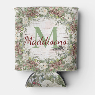 Rafraîchisseur Pour Canette Nom du monogramme Bois d'hiver Pinecone de rose bl