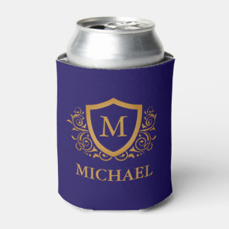 Rafraîchisseur Pour Canette Nom du monogramme personnalisé bleu et or de la ma
