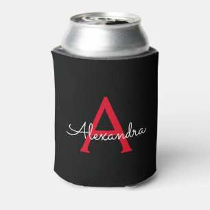 Rafraîchisseur Pour Canette Nom en monogramme féminin écriture Red Black