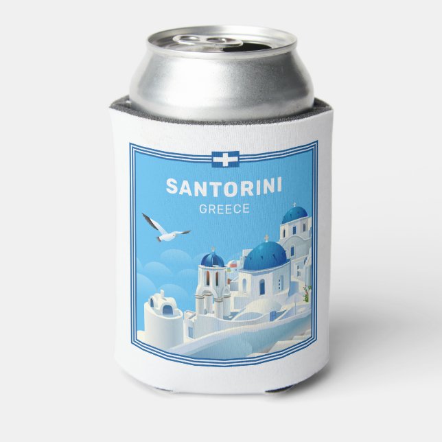 Rafraîchisseur Pour Canette Nom et texte personnalisés Santorin Grèce (Can Dos)