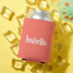 Rafraîchisseur Pour Canette Nom personnalisé corail vibrant vif minimaliste
