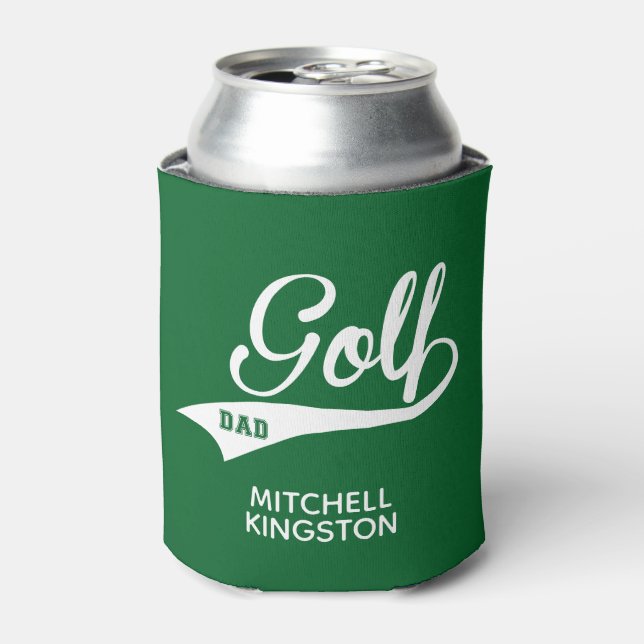 Rafraîchisseur Pour Canette Nom personnalisé Golf Papa Vert Blanc (Can devant)