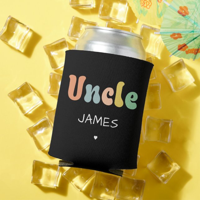 Rafraîchisseur Pour Canette Nom personnalisé Oncle Retro Cadeau | Oncle person (Été in situ)