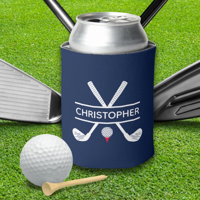 Rafraîchisseur Pour Canette Nom personnalisé Red White Blue Golf (Custom Name Red White Blue Golf Can Cooler)