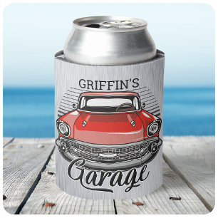 Rafraîchisseur Pour Canette NOM personnalisé Retro Red Classic Car Garage