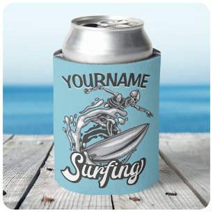 Rafraîchisseur Pour Canette NOM personnalisé Surfer Big Wave Skeleton Surfing
