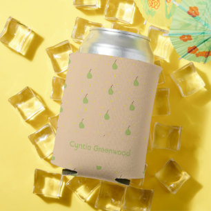 Rafraîchisseur Pour Canette Nom personnalisé vert poire motif brun
