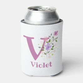 Rafraîchisseur Pour Canette Nom Violet avec un motif floral
