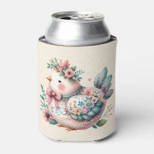 Rafraîchisseur Pour Canette Oiseau folklorique floral au charme Pastel Boho