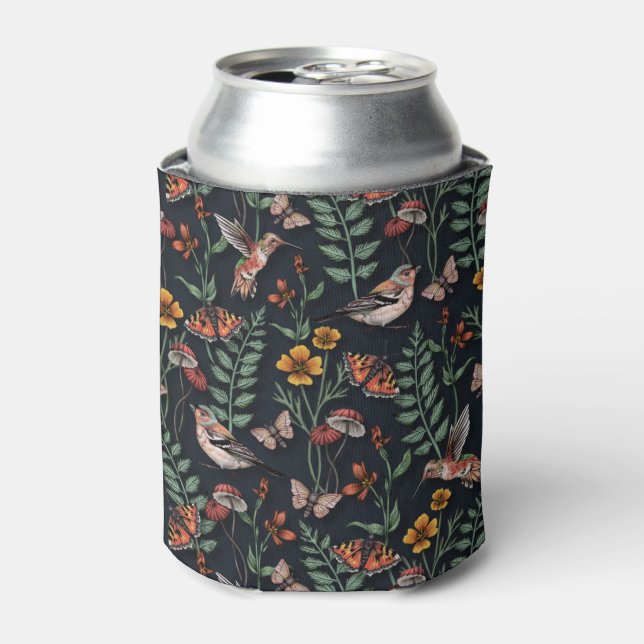 Rafraîchisseur Pour Canette Oiseaux du jardin foncé et papillons (Can devant)