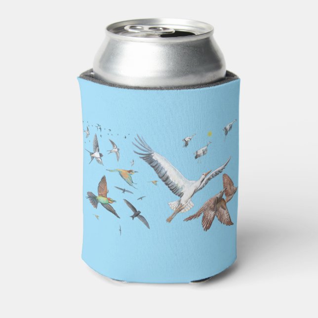 Rafraîchisseur Pour Canette Oiseaux migrateurs traçant leurs vols Illustration (Can Dos)