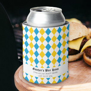 Rafraîchisseur Pour Canette Oktoberfest personnalisé Texte médiéval Bleu blanc