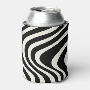 Rafraîchisseur Pour Canette Ondes de style rétro noir et blanc