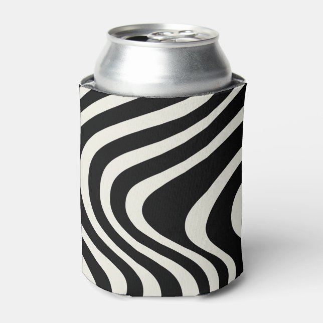 Rafraîchisseur Pour Canette Ondes de style rétro noir et blanc (Can devant)