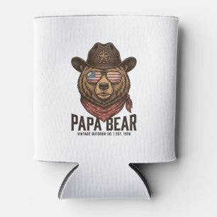 Rafraîchisseur Pour Canette Ours Papa Cowboy Ours Patriote Vintage Vector Des