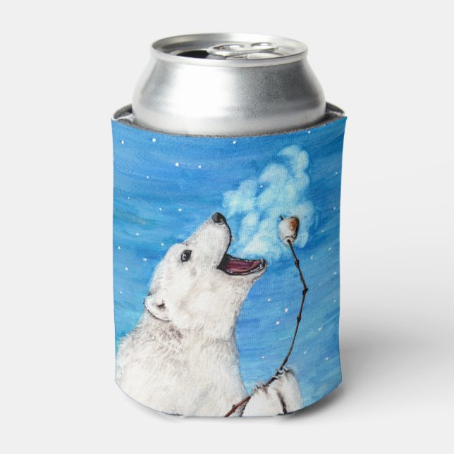 Rafraîchisseur Pour Canette Ours polaire avec Marshmallow grillé (Can devant)