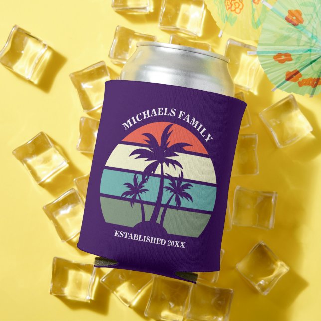 Rafraîchisseur Pour Canette Palmier pourpre Tropical Island Sunset Beach Luau (Été in situ)