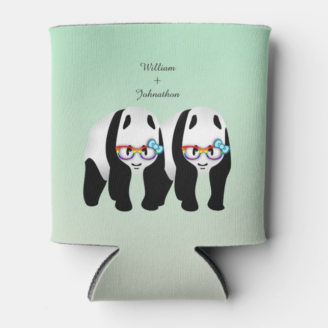 Rafraîchisseur Pour Canette Pandas Gay mignonne Rainbow Verres Mariage Faveur (Devant)