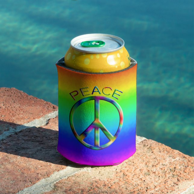 Rafraîchisseur Pour Canette Panneau de paix Rainbow Hippie (Piscine in situ)