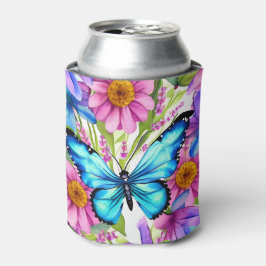 Rafraîchisseur Pour Canette Papillon bleu dans un champ de fleurs