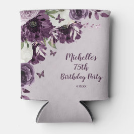 Rafraîchisseur Pour Canette Papillons aux fleurs blanches violettes 75e annive