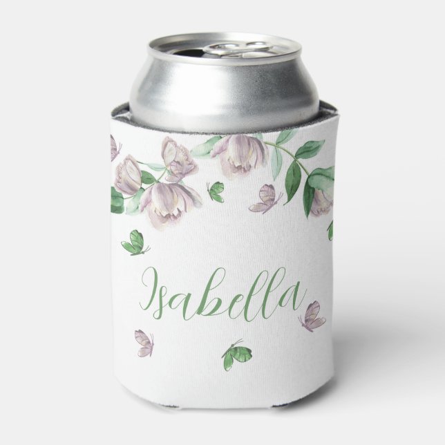 Rafraîchisseur Pour Canette papillons verdoyants aux fleurs violettes (Can devant)