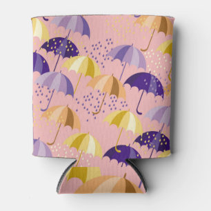 Rafraîchisseur Pour Canette Parapluies, gouttes, motif coloré transparent.