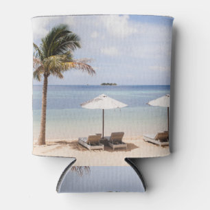 Rafraîchisseur Pour Canette Parapluies tropicales : blanc, palmier.