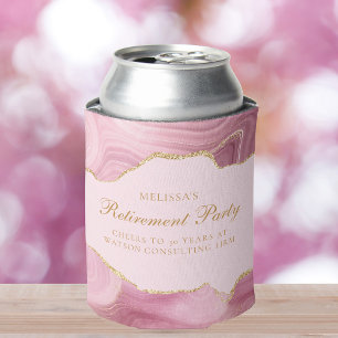Rafraîchisseur Pour Canette Partie de retraite chic Pink Gold Agate personnali