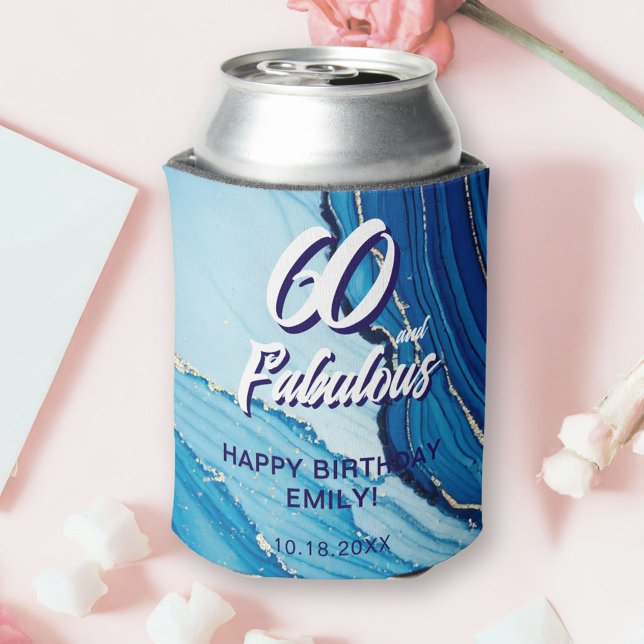 Rafraîchisseur Pour Canette Parties scintillant en marbre bleu fête d'annivers (Créateur téléchargé)