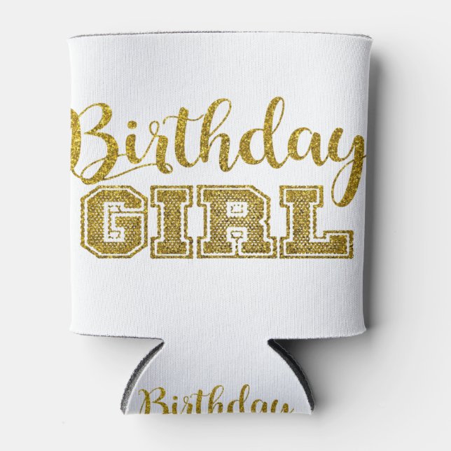 Rafraîchisseur Pour Canette Parties scintillant or | Fille d'anniversaire (Devant)