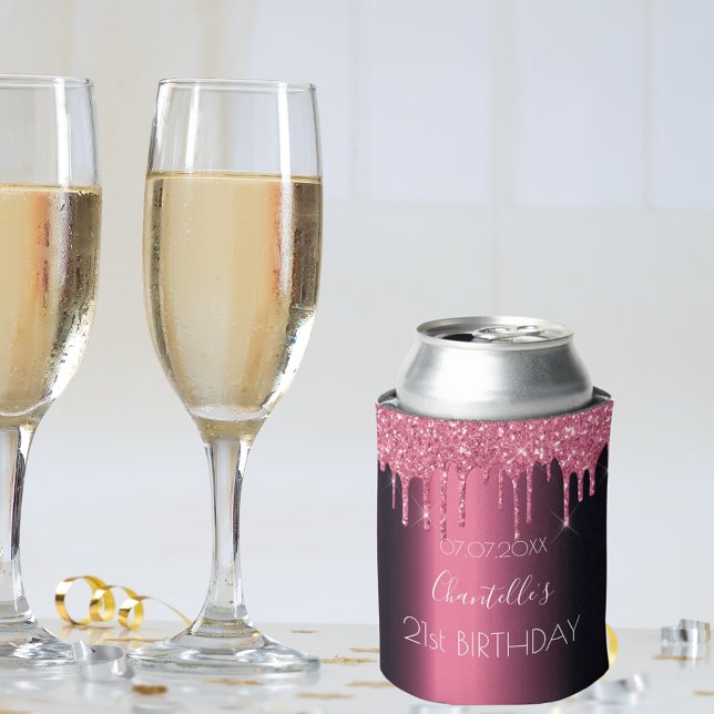 Rafraîchisseur Pour Canette Parties scintillant rose bordeaux goutte fête d'an (Créateur téléchargé)