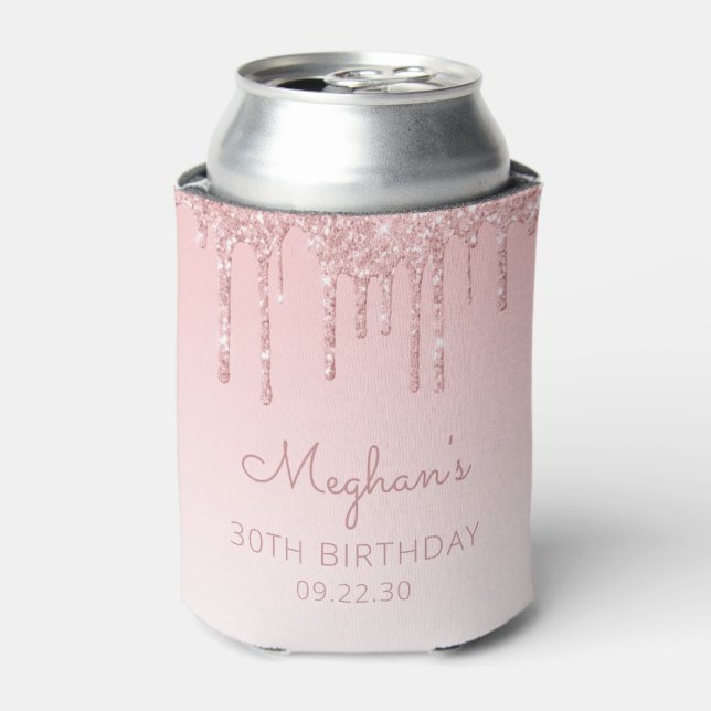 Rafraîchisseur Pour Canette Parties scintillant rose personnalisée 30e anniver (Can devant)
