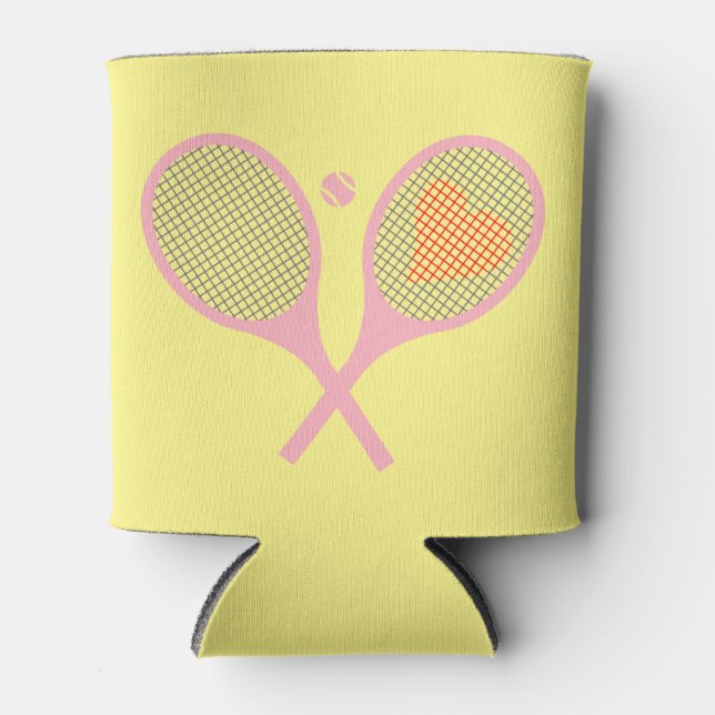 Rafraîchisseur Pour Canette Pastel Heart Tennis Lecteur Racquettes Ball Design (Devant)