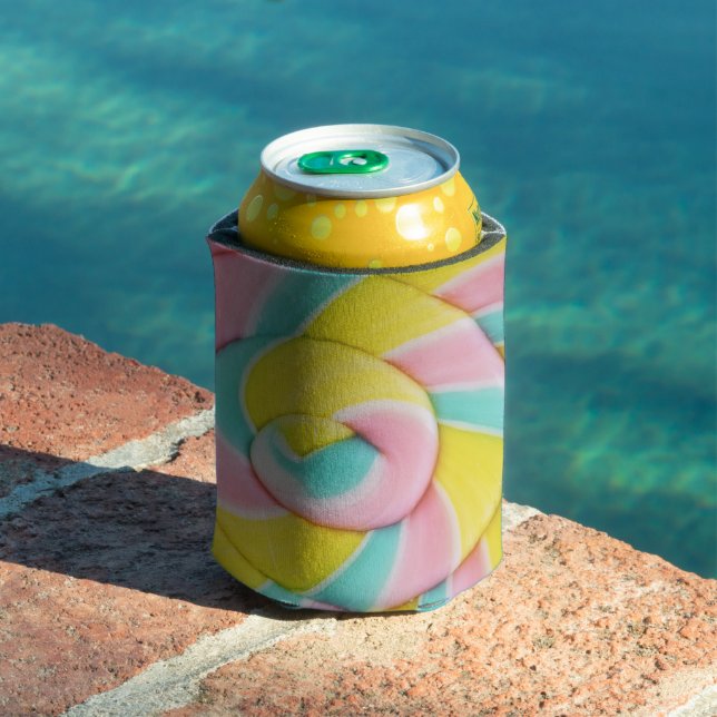 Rafraîchisseur Pour Canette Pastel Rainbow Spiral Candy Photo (Piscine in situ)