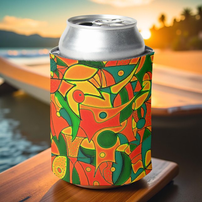 Rafraîchisseur Pour Canette Patchwork Abstrait Red Fragmenté (Créateur téléchargé)