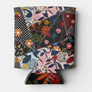 Rafraîchisseur Pour Canette Patchwork floral : Motif d'illustration élégant