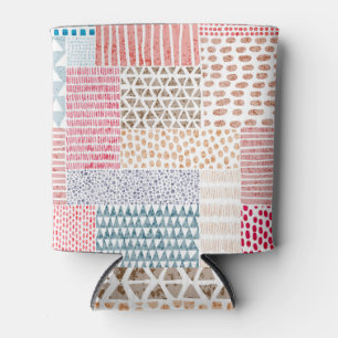 Rafraîchisseur Pour Canette Patchwork Style mignon Motif Doodé