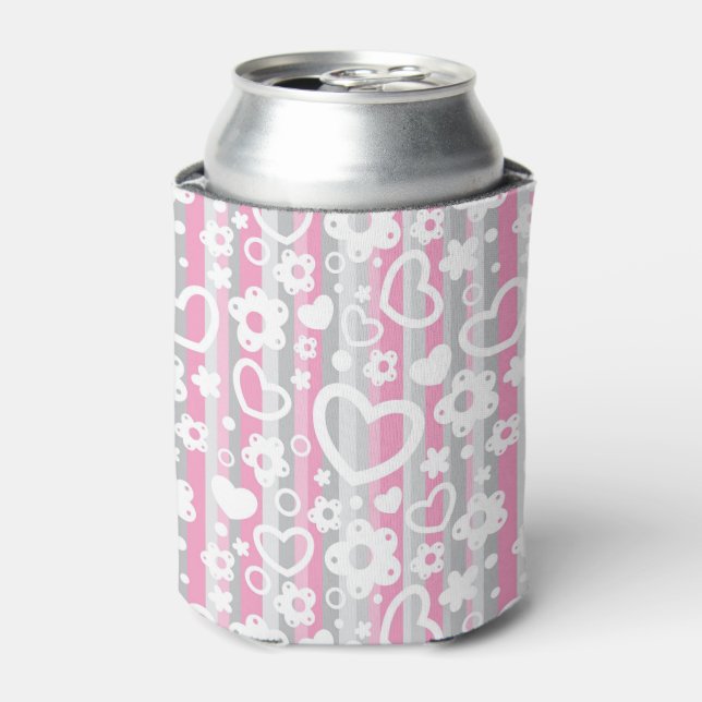 Rafraîchisseur Pour Canette Pattern with Hearts and Flowers (Can devant)