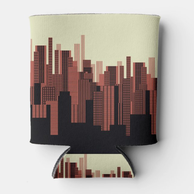 Rafraîchisseur Pour Canette Paysage urbain graphique, orange foncé (Devant)