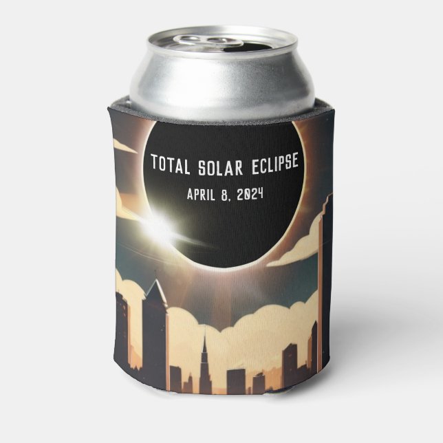 Rafraîchisseur Pour Canette Paysage urbain Total éclipse solaire 8 avril 2024 (Can Dos)